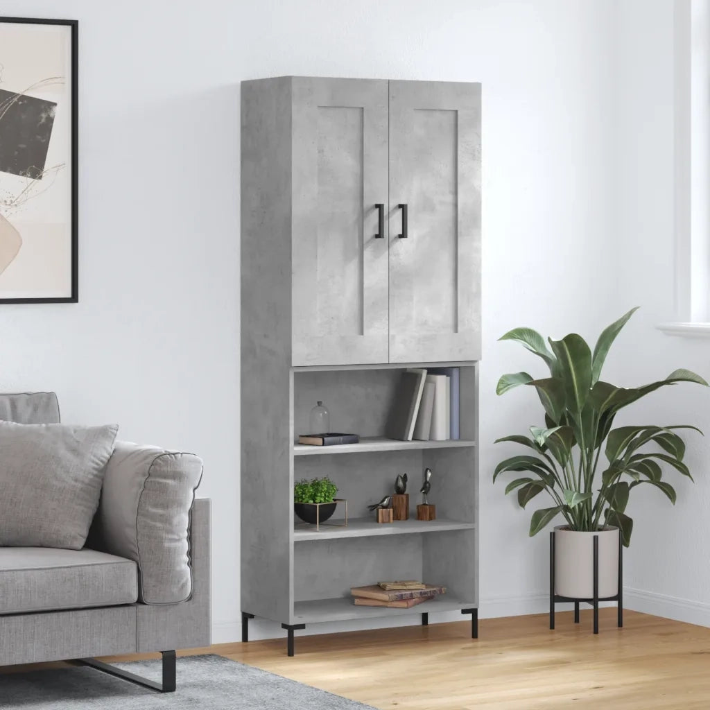 Credenza-Buffet-Armadio da cucina Grigio Cemento 69,5x34x180 cm in Legno Multistrato 398133