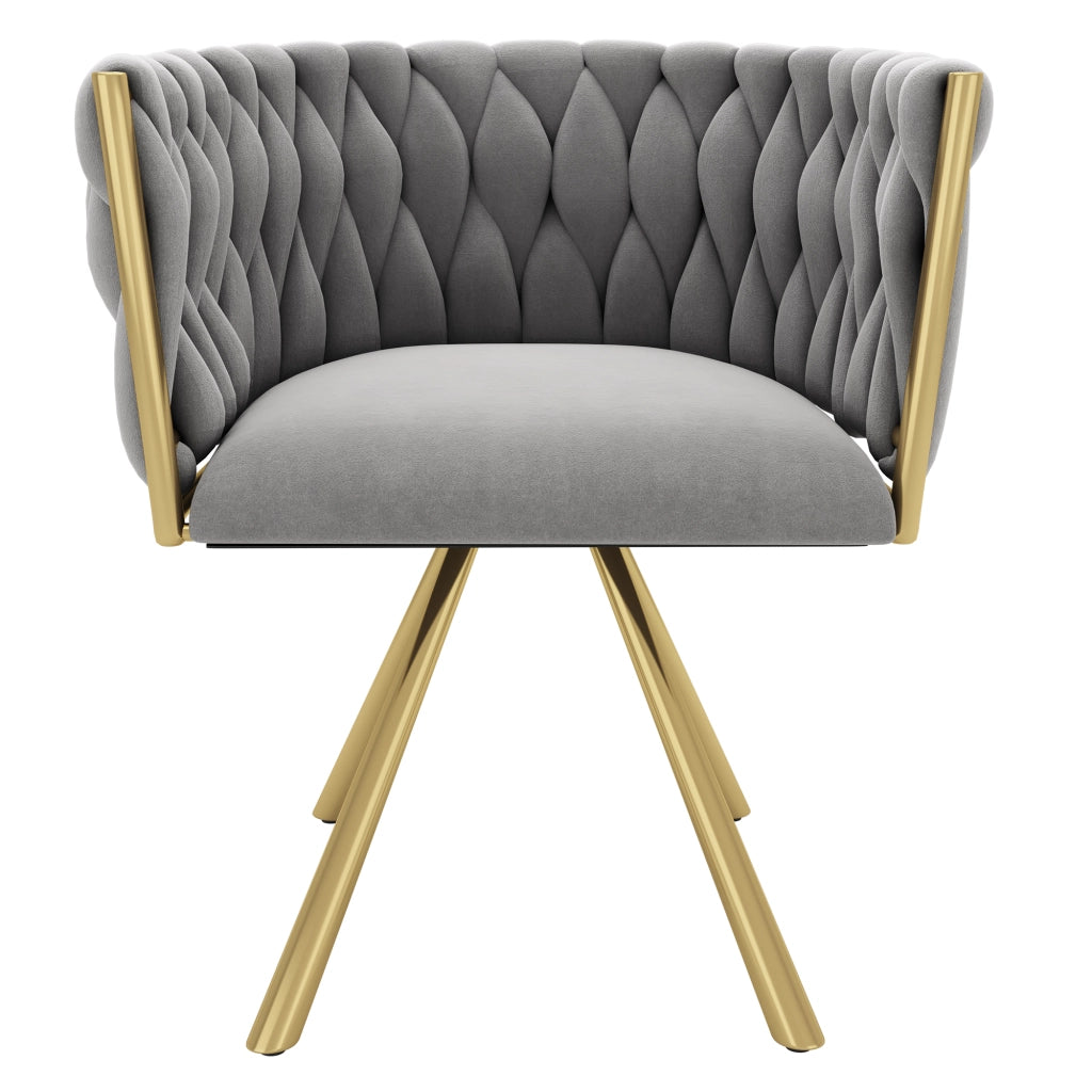 Sedie da pranzo set da 2 girevoli a 360 gradi con schienale ergonomico e seduta imbottita in velluto grigio oro