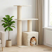 Albero per gatti con pali per graffiare in sisal Crema 133 cm 42033066