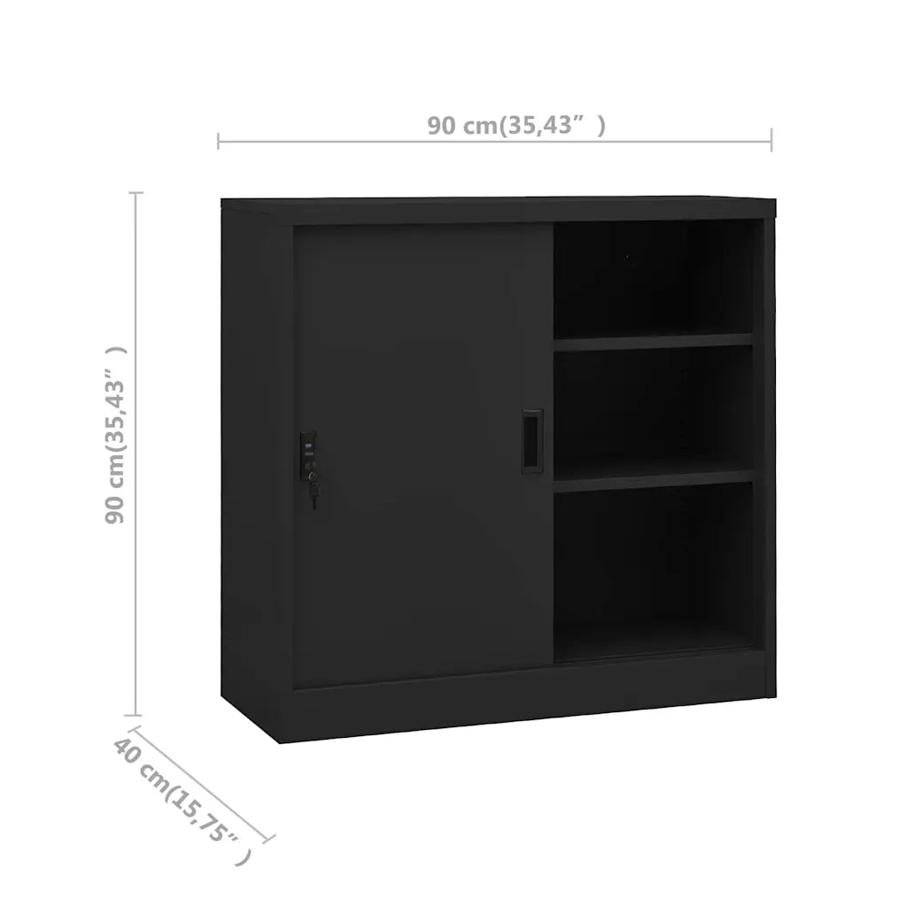 Armadio Ufficio Anta Scorrevole Antracite 90x40x90cm Acciaio 335953