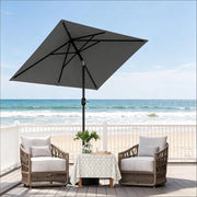 Ombrellone da balcone inclinabile con manovella e telo ventilato in metallo e poliestere grigio scuro 206 × 135 cm