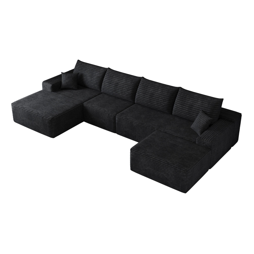 DIVANO 340x175x83 cm in Tessuto Nero