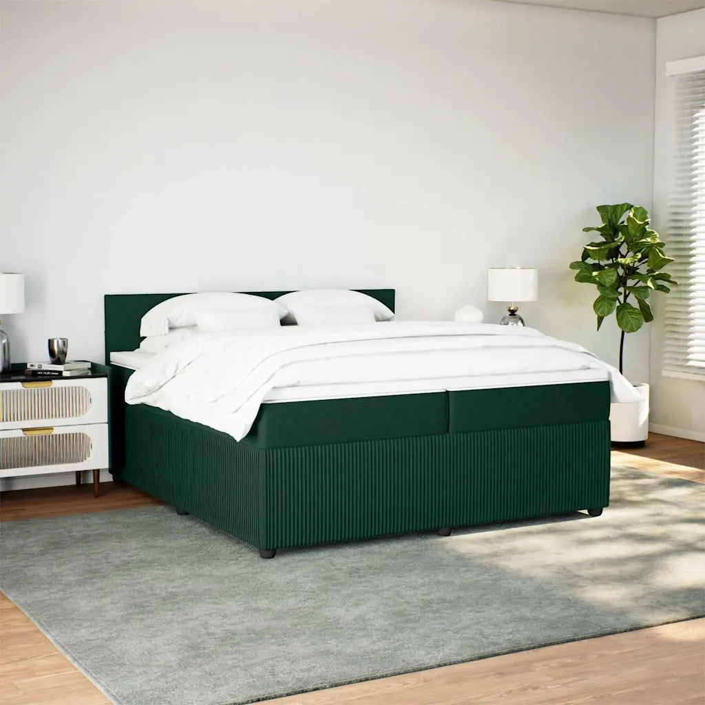 Giroletto a Molle con Materasso Verde Scuro 200x200 cm Velluto