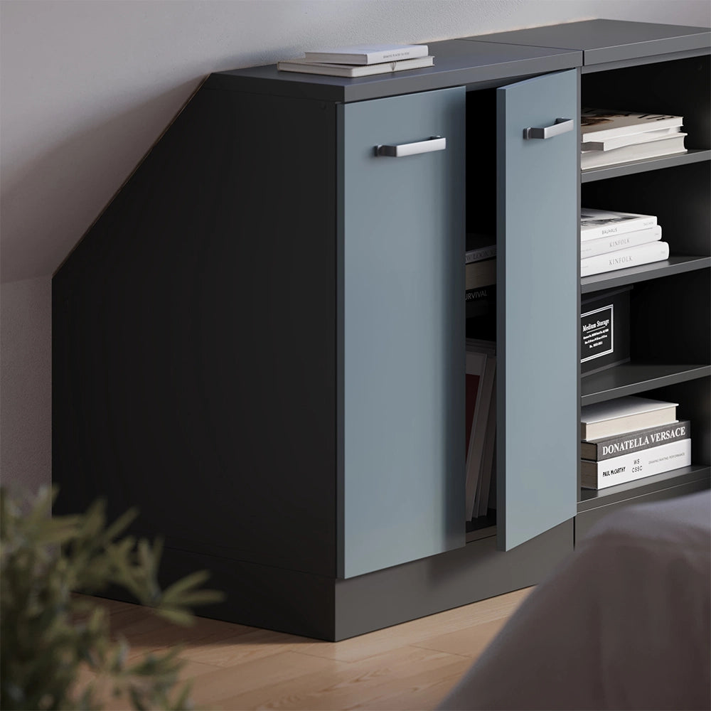 Mobile cucina sottotetto R-Line Grigio-blu/Antracite 60 cm con 2 porte, carcassa 60 cm profondità Vicco