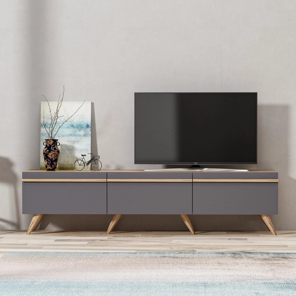 Cortaccia, Mobile Porta tv 3 Ante, 180x35x42h cm Nero Antracite