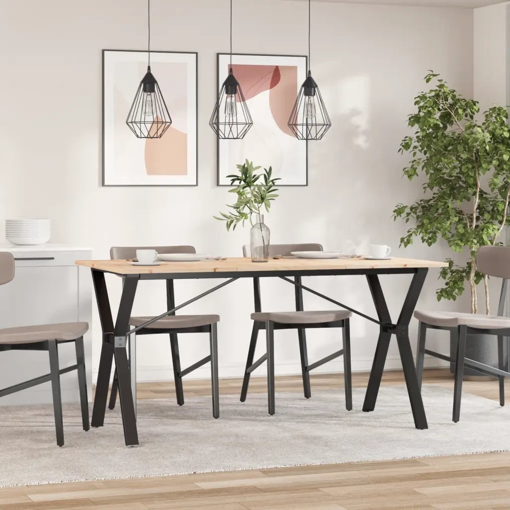 Tavolo da Pranzo Telaio a Y 160x80x75 cm Legno Pino e Acciaio