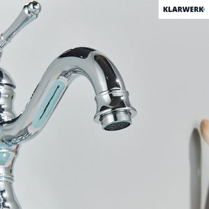 NALA | Rubinetto da bagno basso vintage Gastro cromato lucido |. Rubinetto per lavabo retrò premium in acciaio inossidabile piccolo |