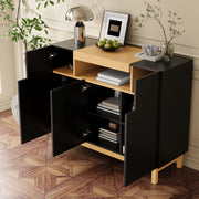 OKWISH Credenza con 3 Ante e 1 Vano Aperto, Stile Minimalista, per Soggiorno e Sala da Pranzo, 120.5 × 42 × 96 cm