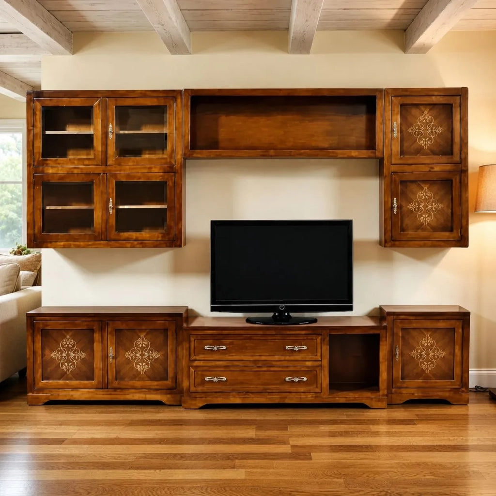 Parete attrezzata in legno finitura bassano 310x65 - Mobili 2G
