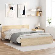 Giroletto con Testiera-Struttura Letto con testiera Rovere Sonoma 150x200 cm