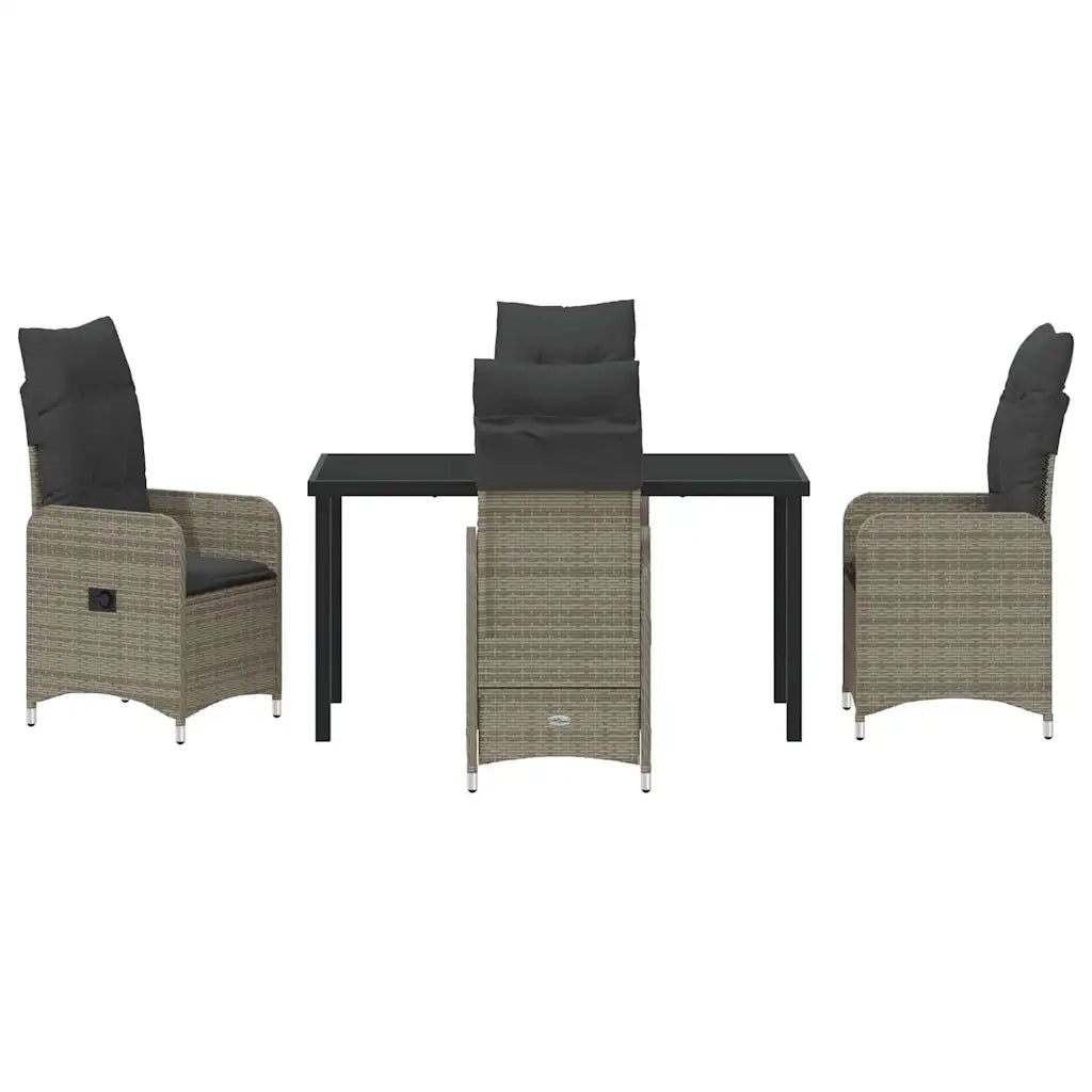 Set da Pranzo per Giardino con cuscino 5 pcs Grigio polyrattan 3379648
