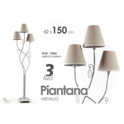 Piantana da terra shabby metallo tortora 3 luci cm 42 x 150 h