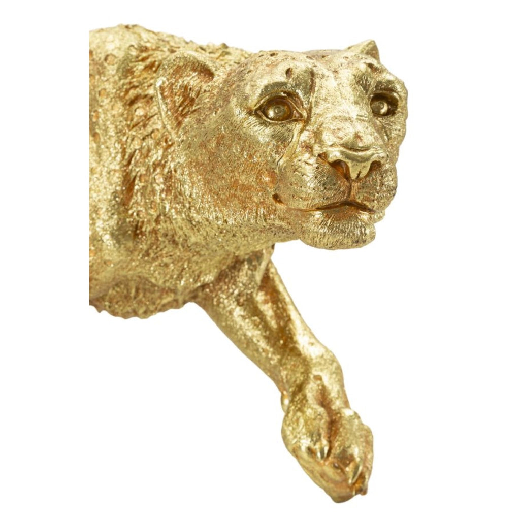 Scultura Pantera, Oro, Poliresina, 89x21x33 cm