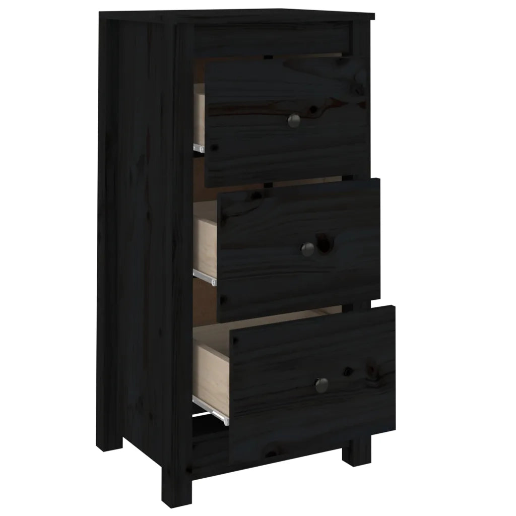 Credenze 2 pz Nere 40x35x80 cm in Legno Massello di Pino 813748