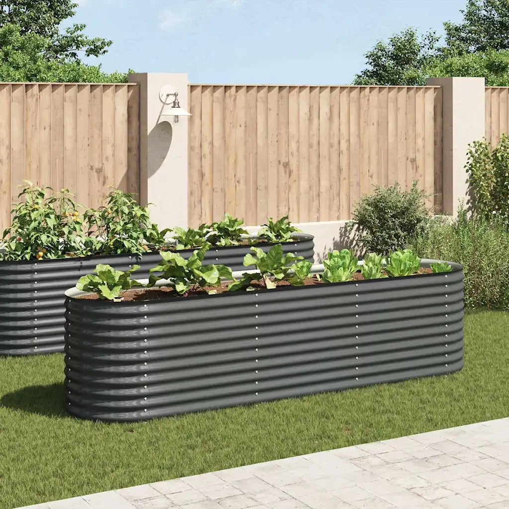 Letto Rialzato Giardino 320x80x81 cm in Acciaio Zincato Grigio