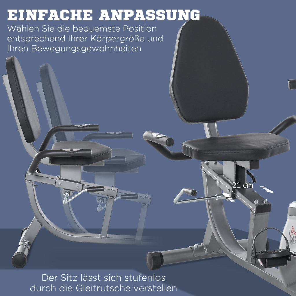 Ergometro da riposo con display LCD e resistenza magnetica 8 livelli ¨C zephmum ¨C Sensori frequenza cardiaca, schienale regolabile, peso max 110 kg