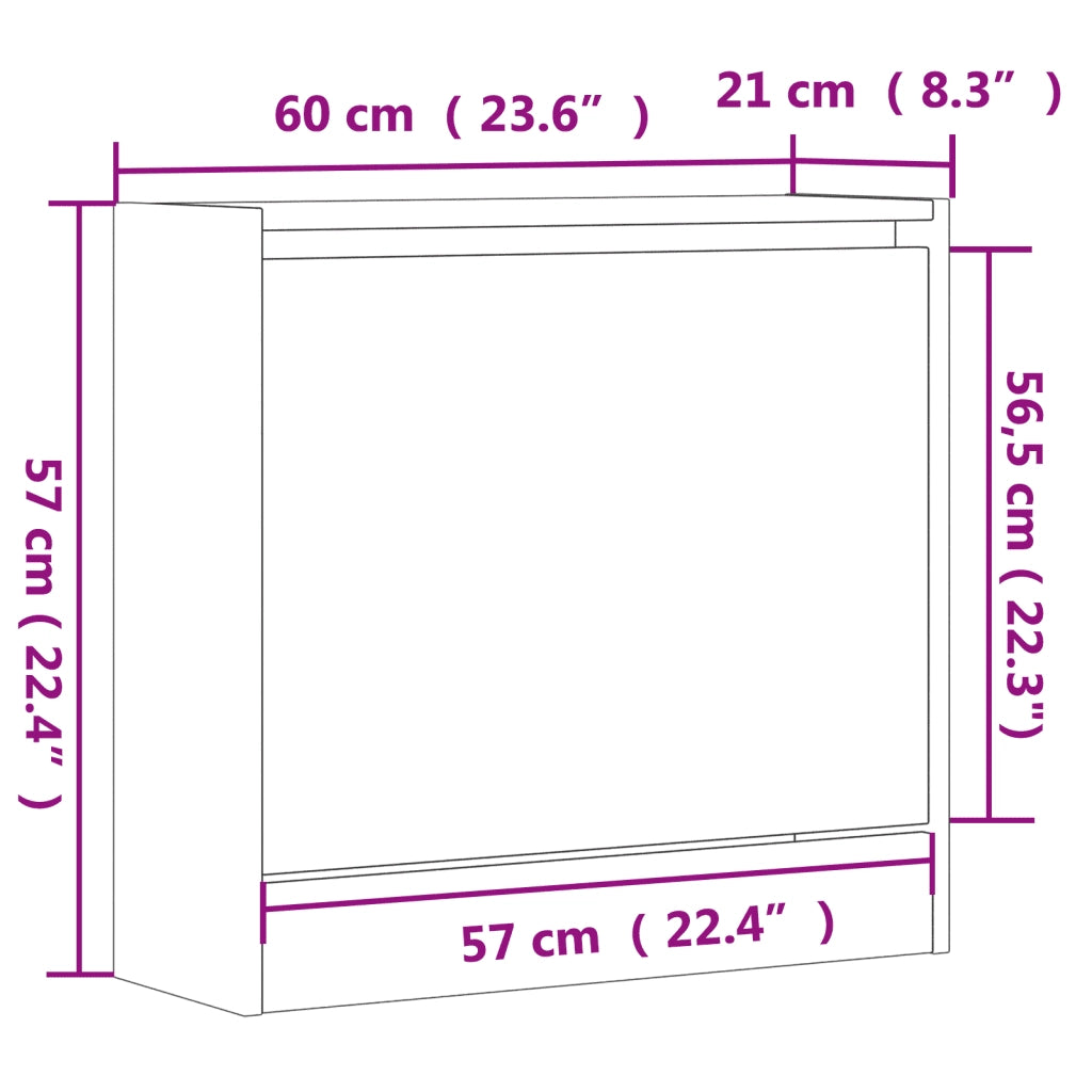Scarpiera Nera 60x21x57 cm in Legno Multistrato