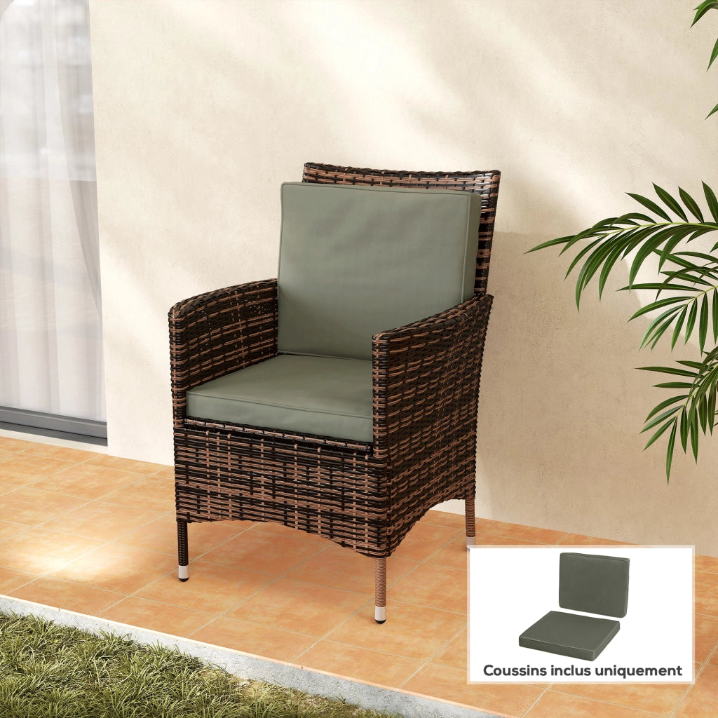 Poltrona da giardino con cuscini ¨C Zephmum ¨C Tessuto grigio scuro 56x52/56x46 cm