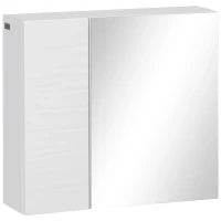 kleankin Armadio a Specchio da Bagno in Truciolato e Vetro con 4 Ripiani Regolabili e Design a Muro, 48x15x45 cm, Bianco