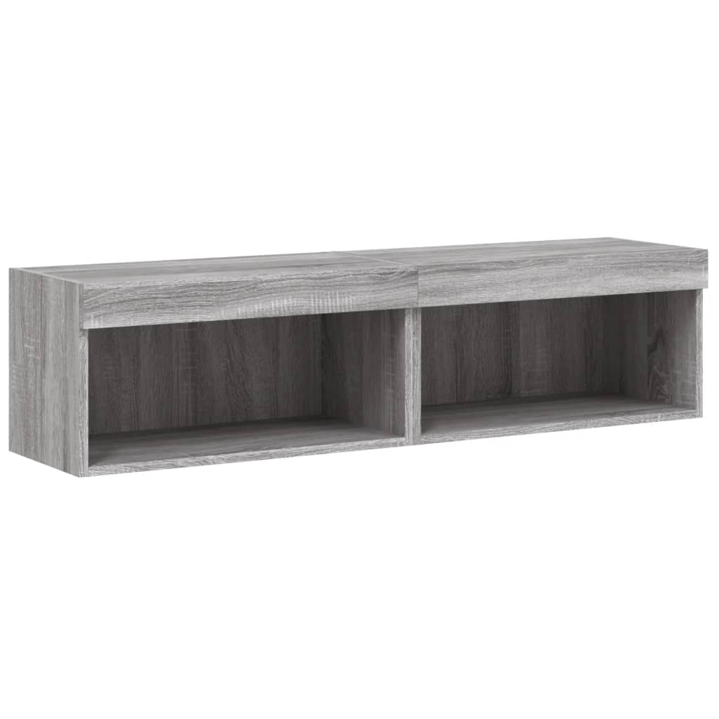 Mobile TV multimediale scaffale TV credenza mobile TV per sala da pranzo soggiorno camera da letto con luci LED 2 pezzi Sonoma 60 x 30 x 30 cm grigio 02_0028884