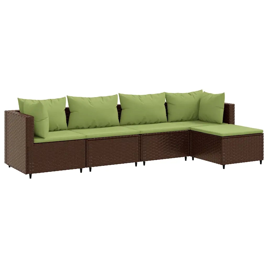 vidaXL Set Divani da Giardino 5 pz con Cuscini Marrone in Polyrattan