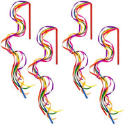 Attrezio per Ginnastica - Set di 4 Stocchi - Nastro Colorato - Attività Fisica per Bambini - Jongleria - Materiale Polyester/Plastica - Stocchi per Nastro
