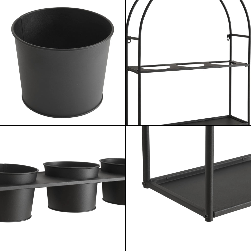 Portapiante Arcuato da Parete Merikarvia 65 x 52 x 15 cm Nero [en.casa]