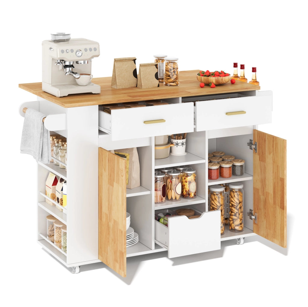 Isola da cucina con piano ribaltabile 120x45(71)x90 cm in MDF bianco