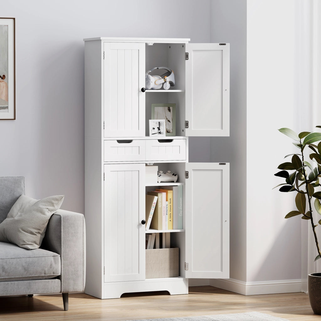 Mobile da bagno con cassetto, ante e ripiano regolabile ¨C Zephmum ¨C Bianco 60x30x160 cm