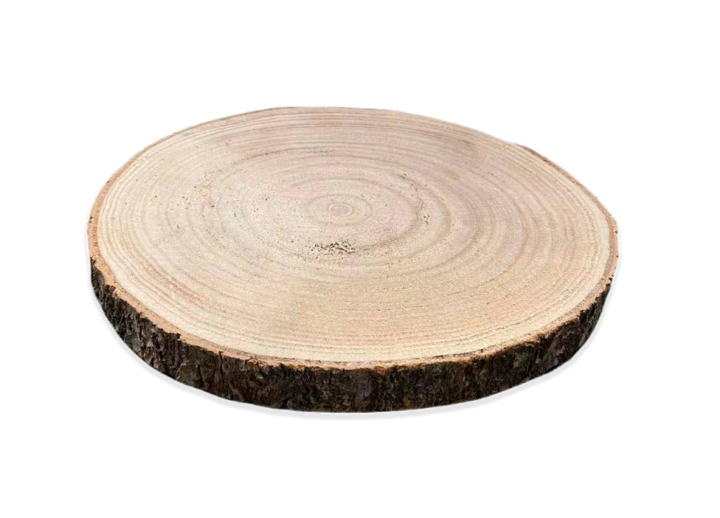 Dischetto Legno Rotondo Base Tronco Decorativo Sottopiatto Sottobicchiere - Diametro 28 - Naturale