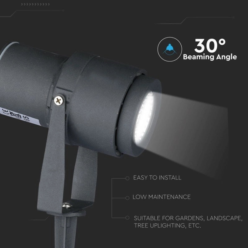 Faretto LED da Giardino 12W con Picchetto Colore Grigio Luce Verde IP65 SKU 7552