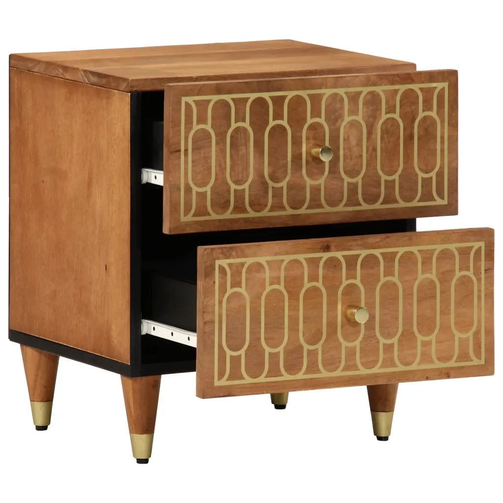 Comodini 2pz-Set di 2 Tavolino da notte 40x33x46 cm in Legno Massello di Mango 804068