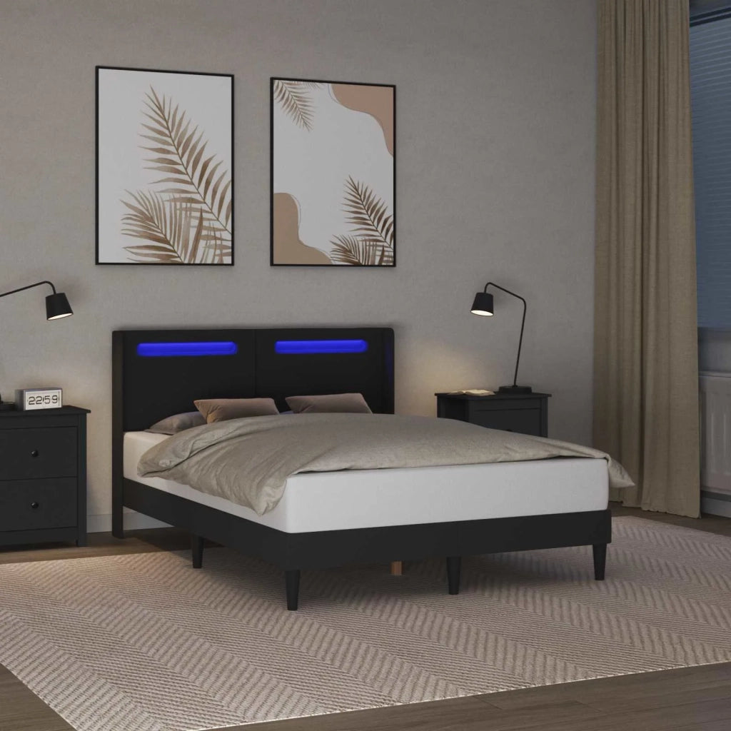 Struttura del letto con testiera Nero 120 x 190 cm Similpelle