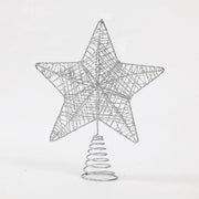 Decorazione di Natale, stella 3D in polvere in cima al tronco, piccola stella a cinque punte, accessorio per decorazione di albero di Natale - stella a cimasa in acciaio inox argentato (18 cm)