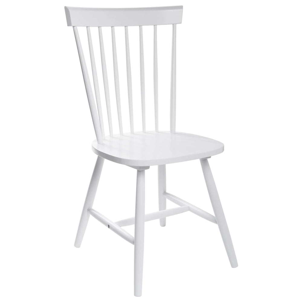 Set di 2 sedie da pranzo in legno di gomma bianco rustico vintage con schienale alto dipinto da soggiorno