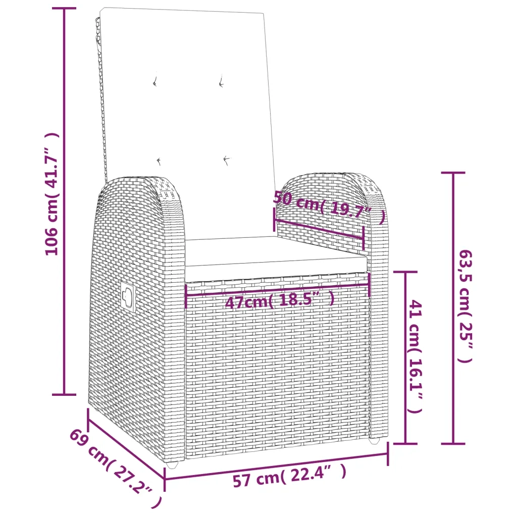 Set da Pranzo da Giardino 9 pz con Cuscini in Polyrattan Grigio