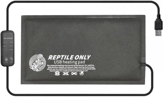 Verifica Temperatura per Reptili - Mat di Riscaldamento per Terrario - Alimentazione USB 5V - Adatto per Sfingi, Tartarughe, Serpenti - Nero.