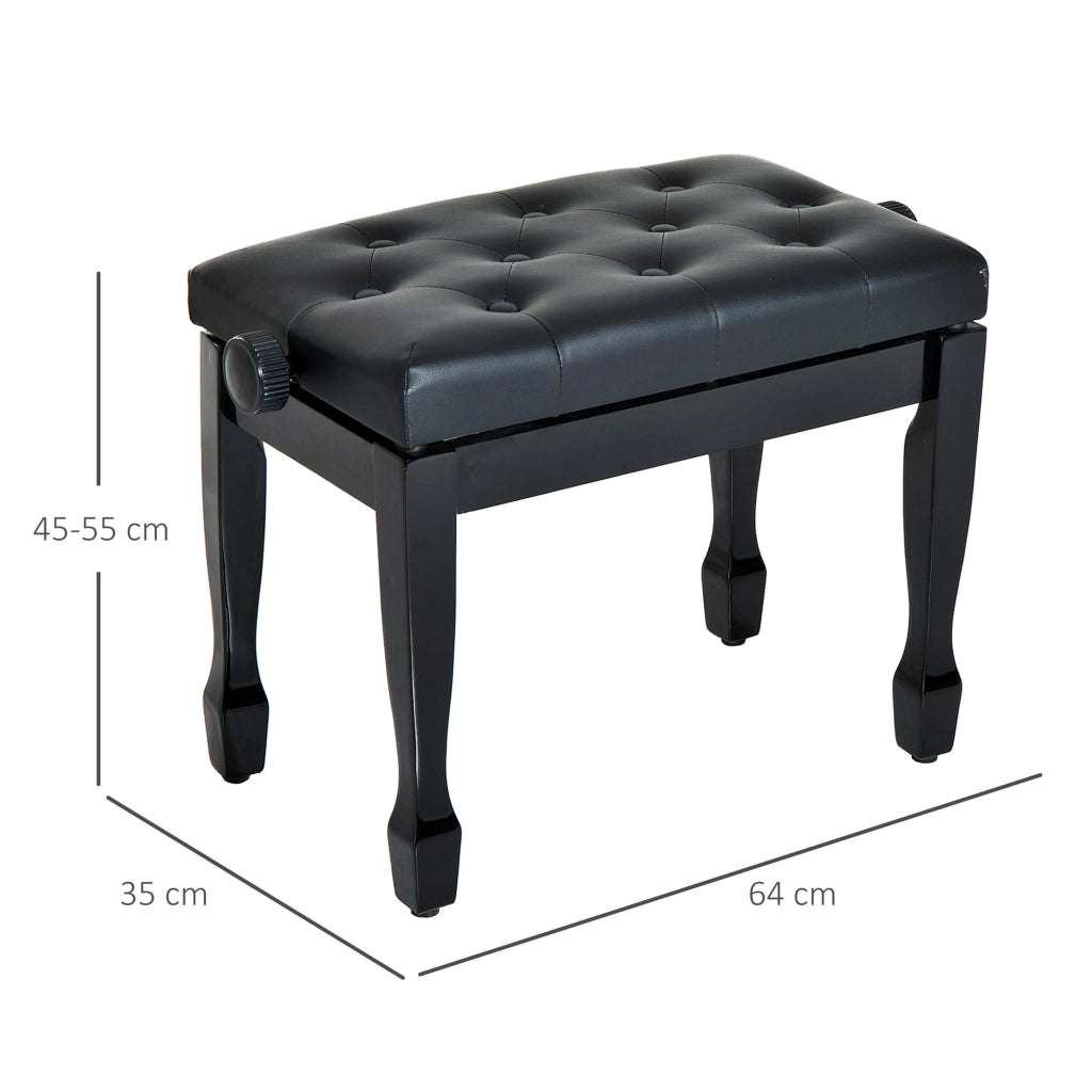 Sgabello da Pianoforte Regolabile ¨C Zephmum ¨C Nero Legno 64x35x55 cm
