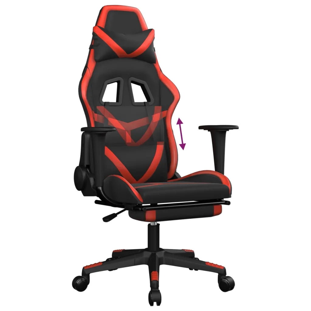 Sedia da Gaming | Sedia da e-sports con Poggiapiedi Nero e Rosso in Similpelle