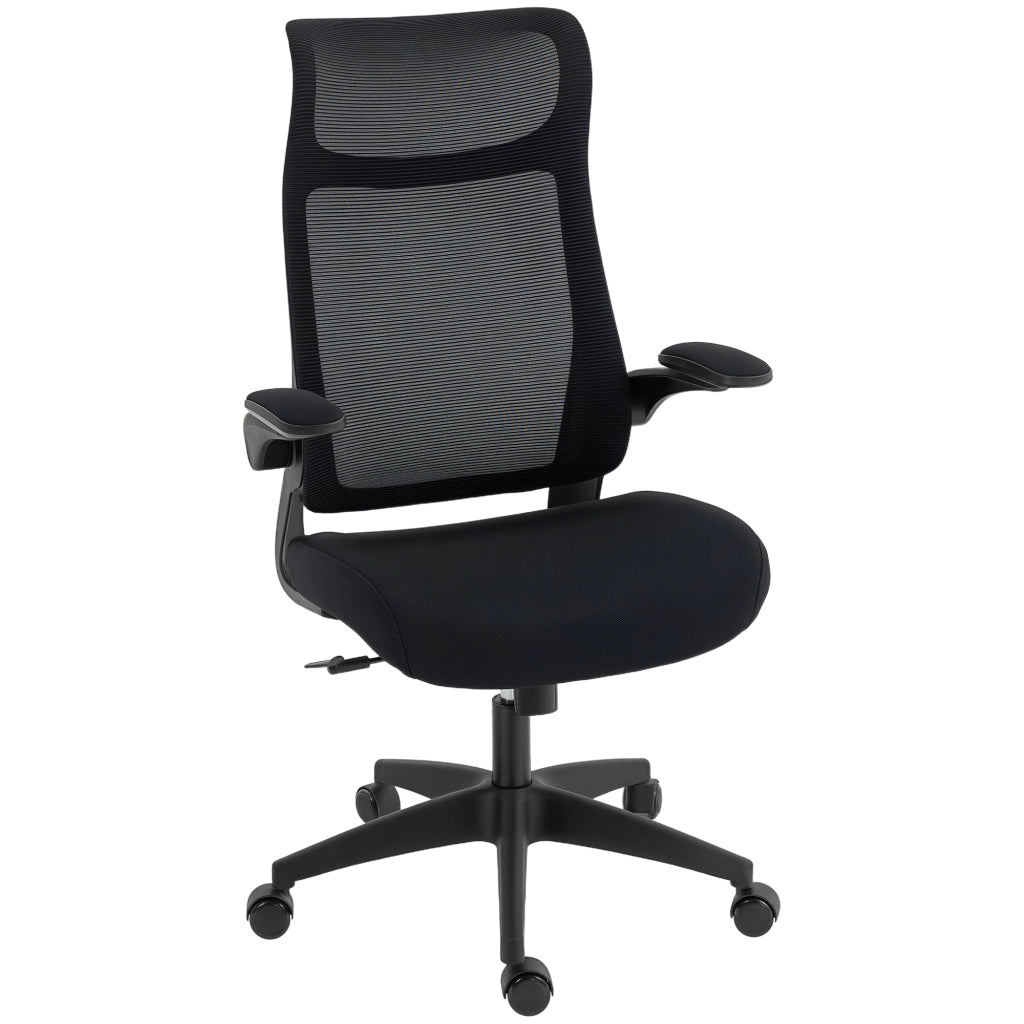 Sedia da Ufficio Ergonomica Girevole in Rete con Schienale, Braccioli e Supporto Lombare ¨C Zephmum ¨C Nero