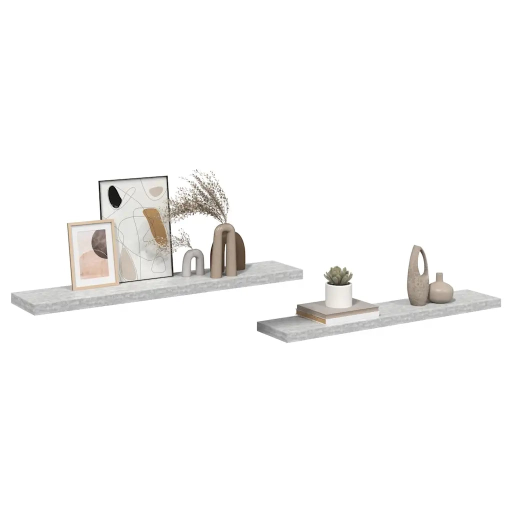 Scaffali a Parete 2 pz Grigio Cemento 120x23,5x3,8 cm in MDF 326607