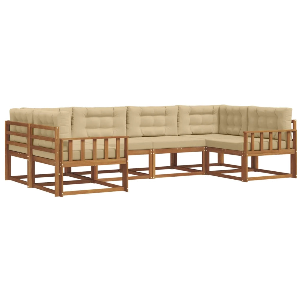 Set di divani da esterno con cuscino 6 pcs Naturale e Beige 3368066