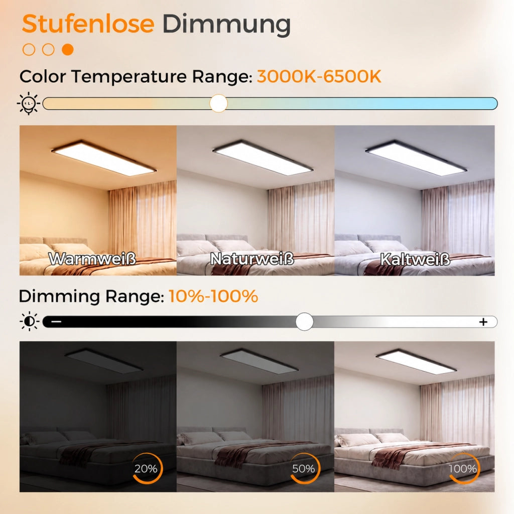 ZMH Lampada a Soffitto LED 100x25cm Dimmabile Pannello Nero Per Camera da Letto Ingresso