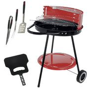 MAURY'S SET BARBECUE TONDO 4 POSIZIONI 55X75H CM + VENTAGLIO ASSORTITO DA 32 CM + GRILL SET 3 UTENSILI 43 CM