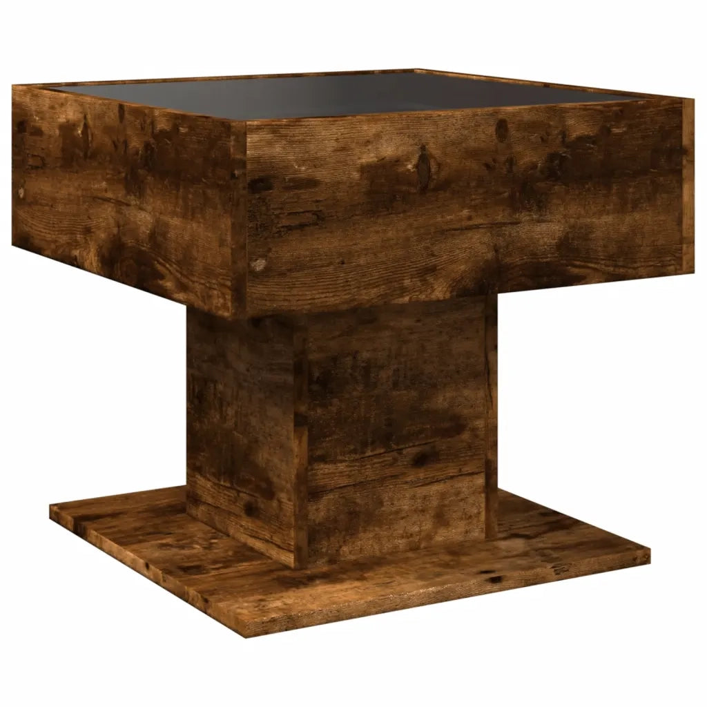 Tavolino Salotto con LED Rovere Fumo 50x50x45 cm Multistrato 847529