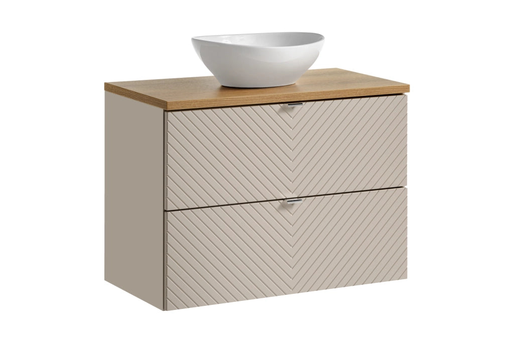 Set mobili bagno 80 cm con piano e lavabo da appoggio Lola Viva Cashmere 80 x 1401 x 40 cm