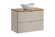Set mobili bagno 80 cm con piano e lavabo da appoggio Lola Viva Cashmere 80 x 1401 x 40 cm