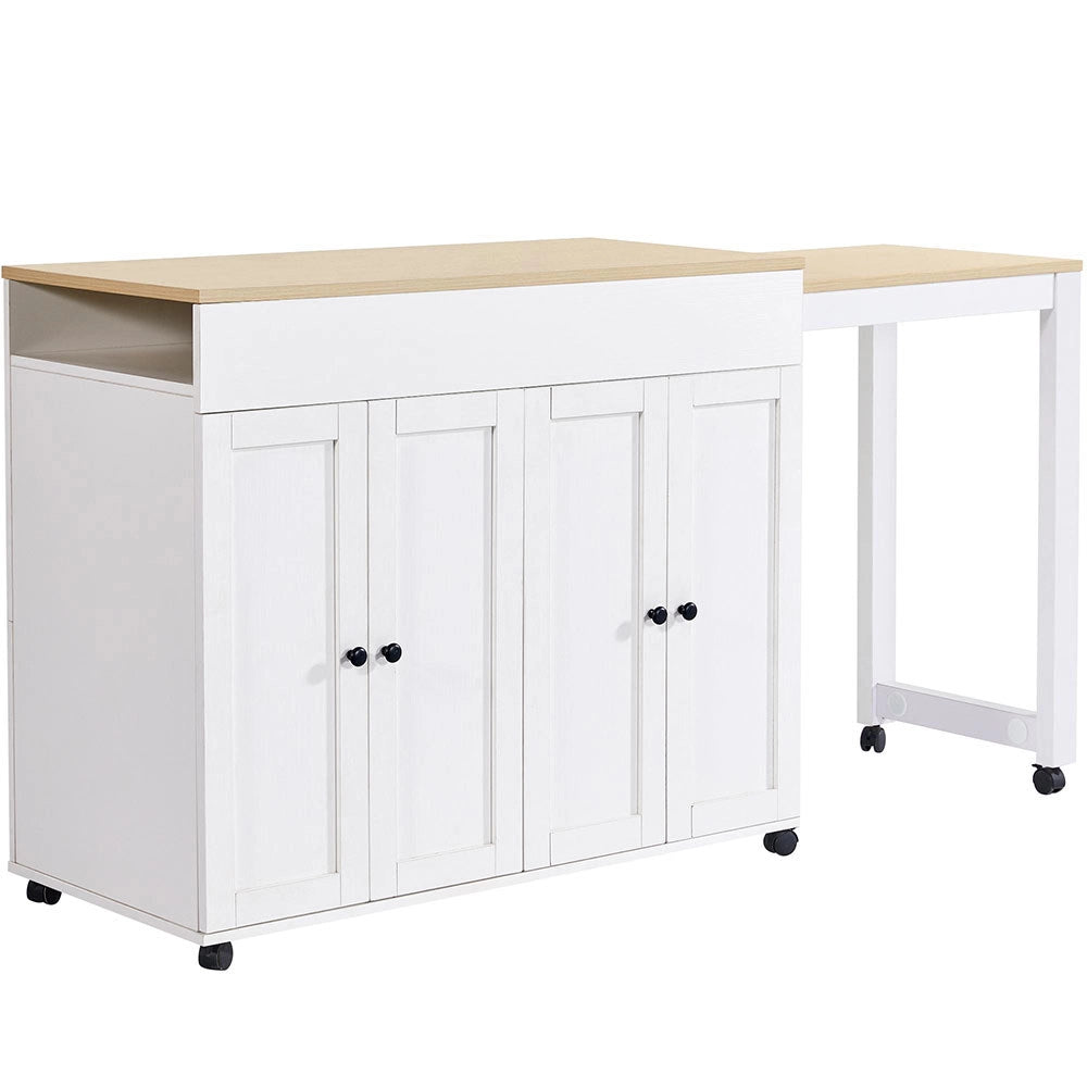 Tavolo Bar Estendibile - Xylo - 118-180??50??94 cm - Bianco 6 Ripiani