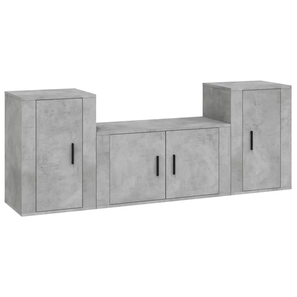 Set di Mobili Porta TV 3 pz Grigio Cemento in Legno Multistrato 3188506