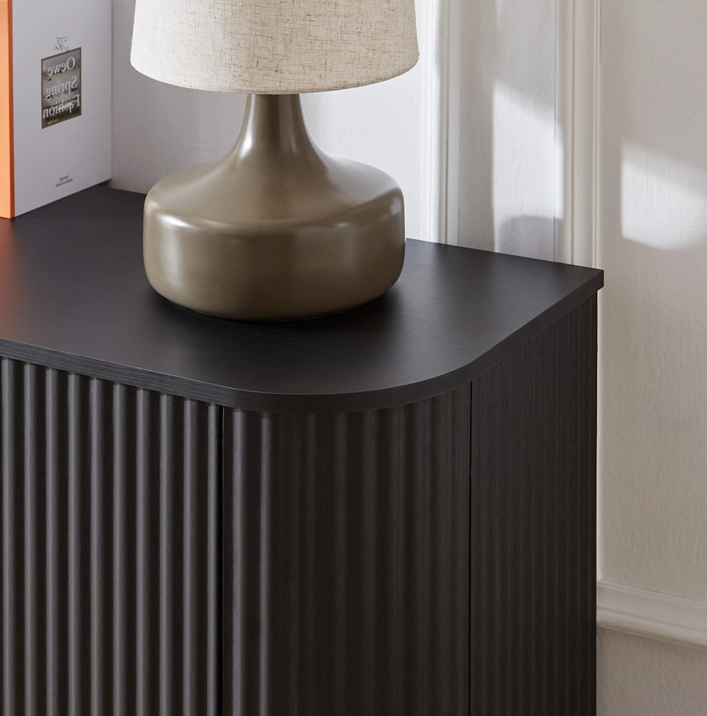 Mobile TV 162,5x38 cm nero in MDF, 4 ante con apertura a pressione